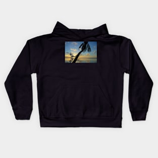 Peaceful Blue Palm Tree Sunset Kids Hoodie